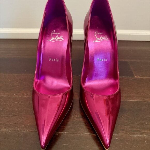 christian louboutin miss z mirror pink leather pumps 100mm - Picture 3 of 9